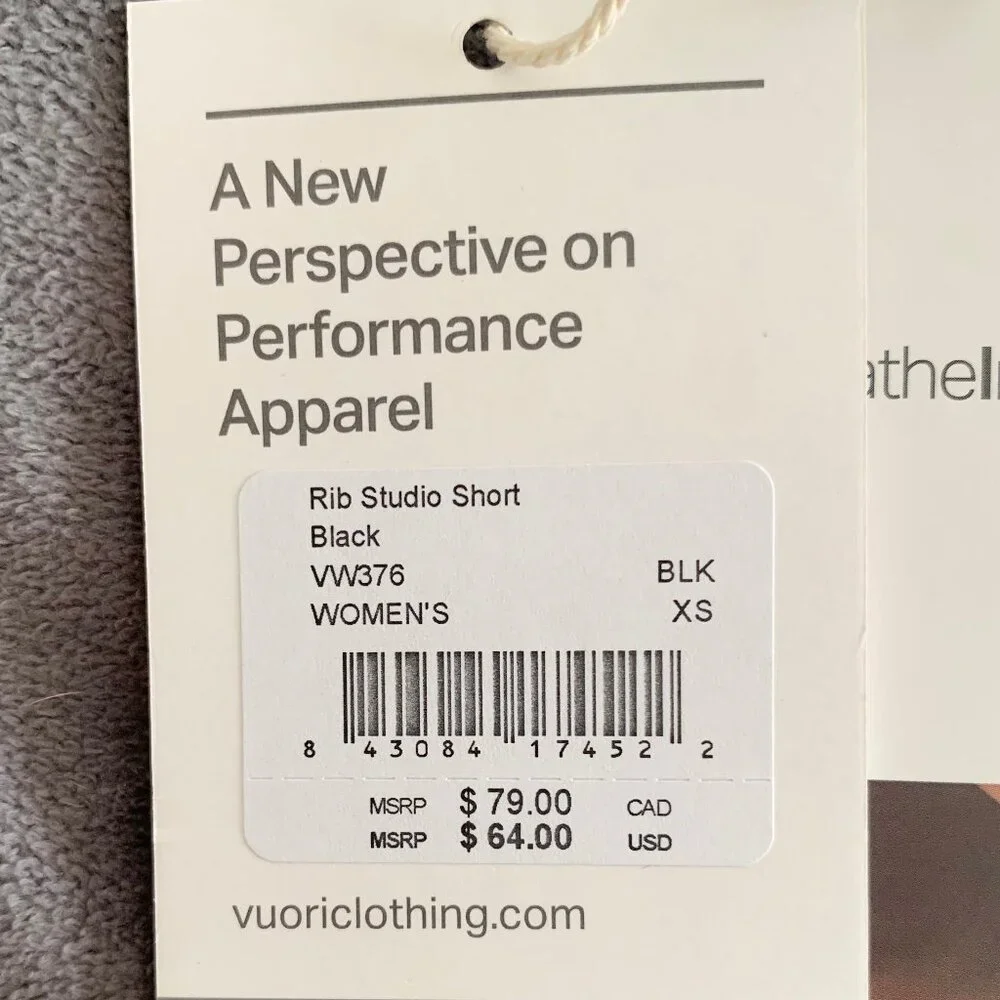 NWT Vuori Rib Studio Biker Short, Size XS, Black - Picture 10 of 10